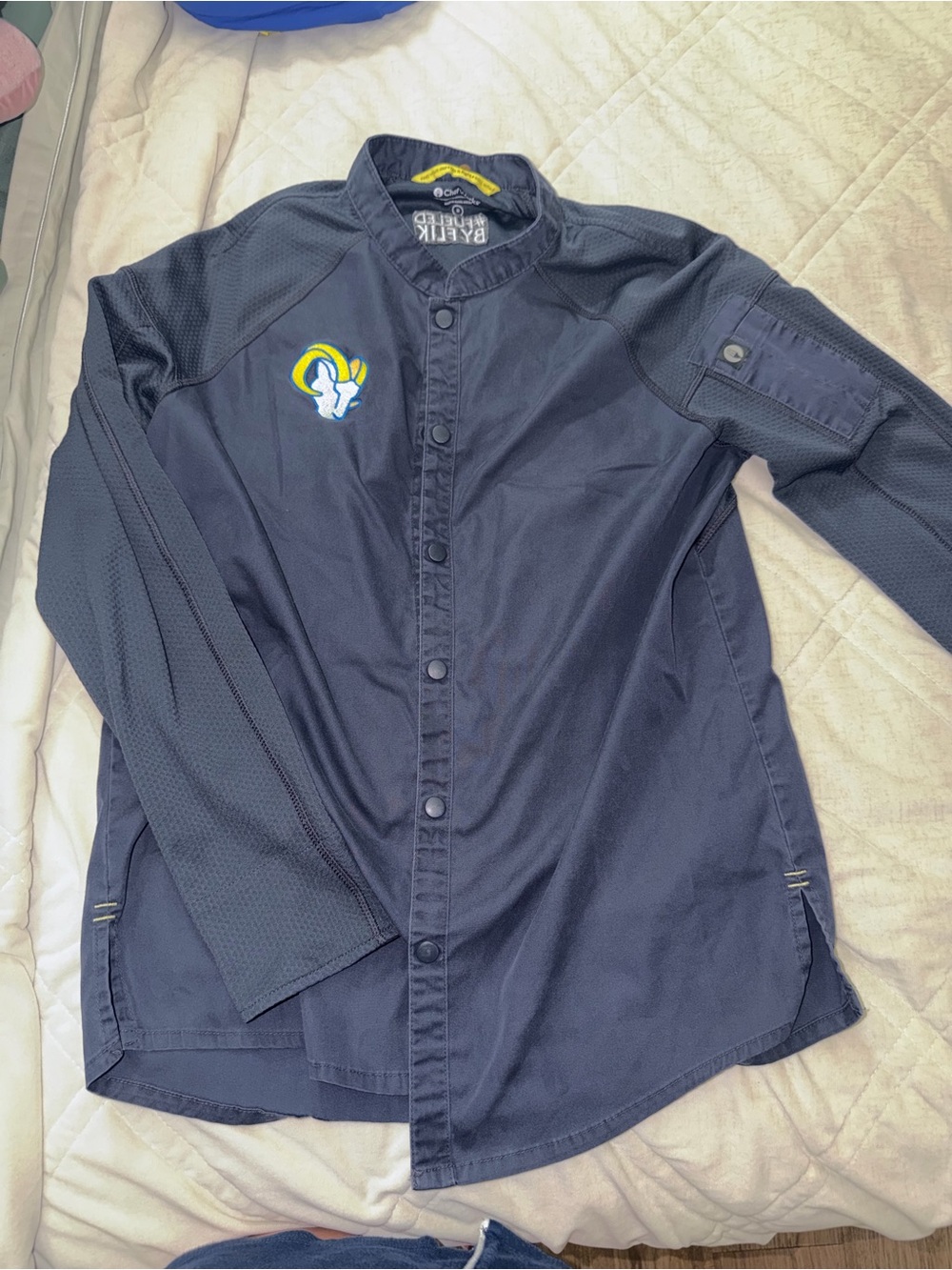 Rams chef coat Ruled By Elk Navy Button-Up Collar Shirt